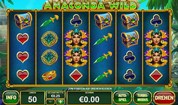 Der Slot Anaconda Wild, führt euch in den tiefen Dschungel. Verirrt euch nicht!